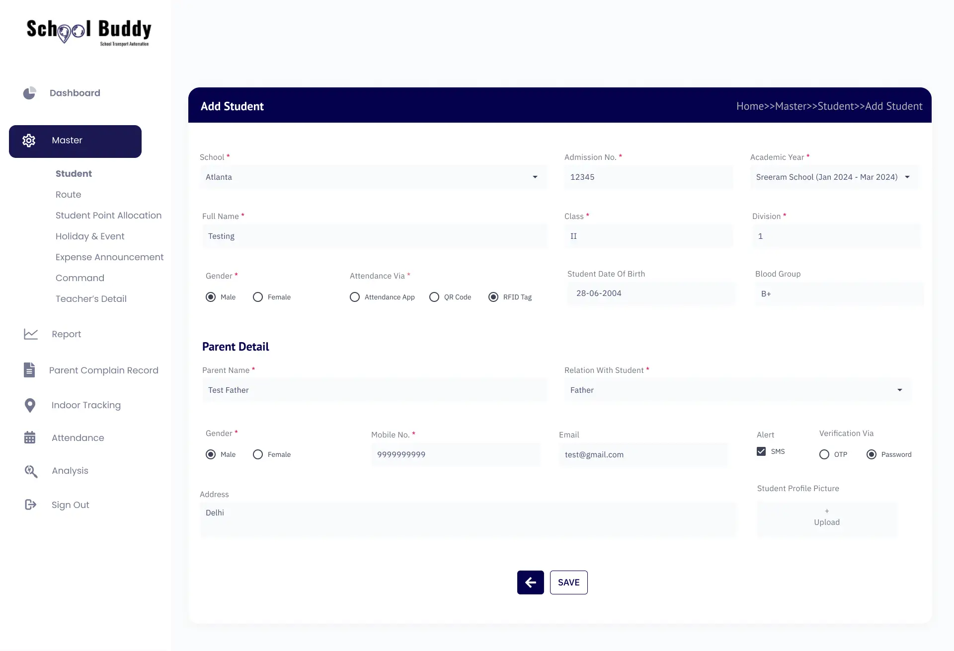 Adding Student Details